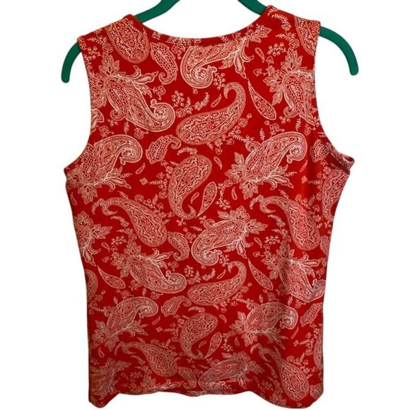 D & Co Denim & Co Womens Sleeveless Orange/White Size Small Front Detail - Picture 2 of 6